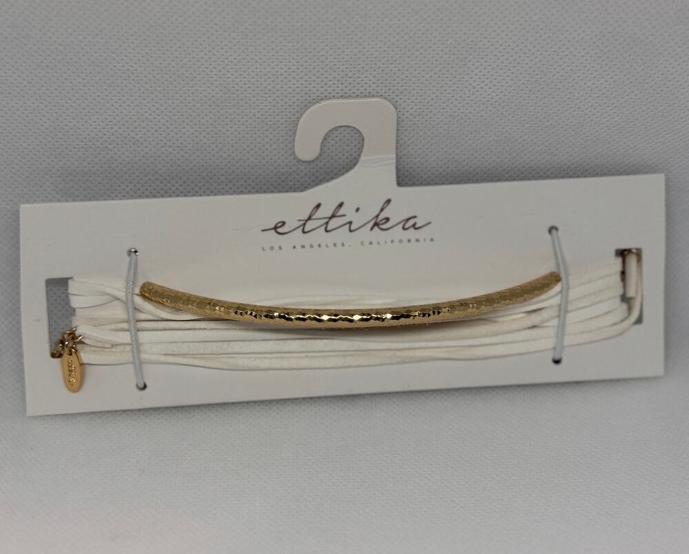 NEW ETTIKA ANTHROPOLOGY White & Gold Tone Mixed Media Choker Necklace